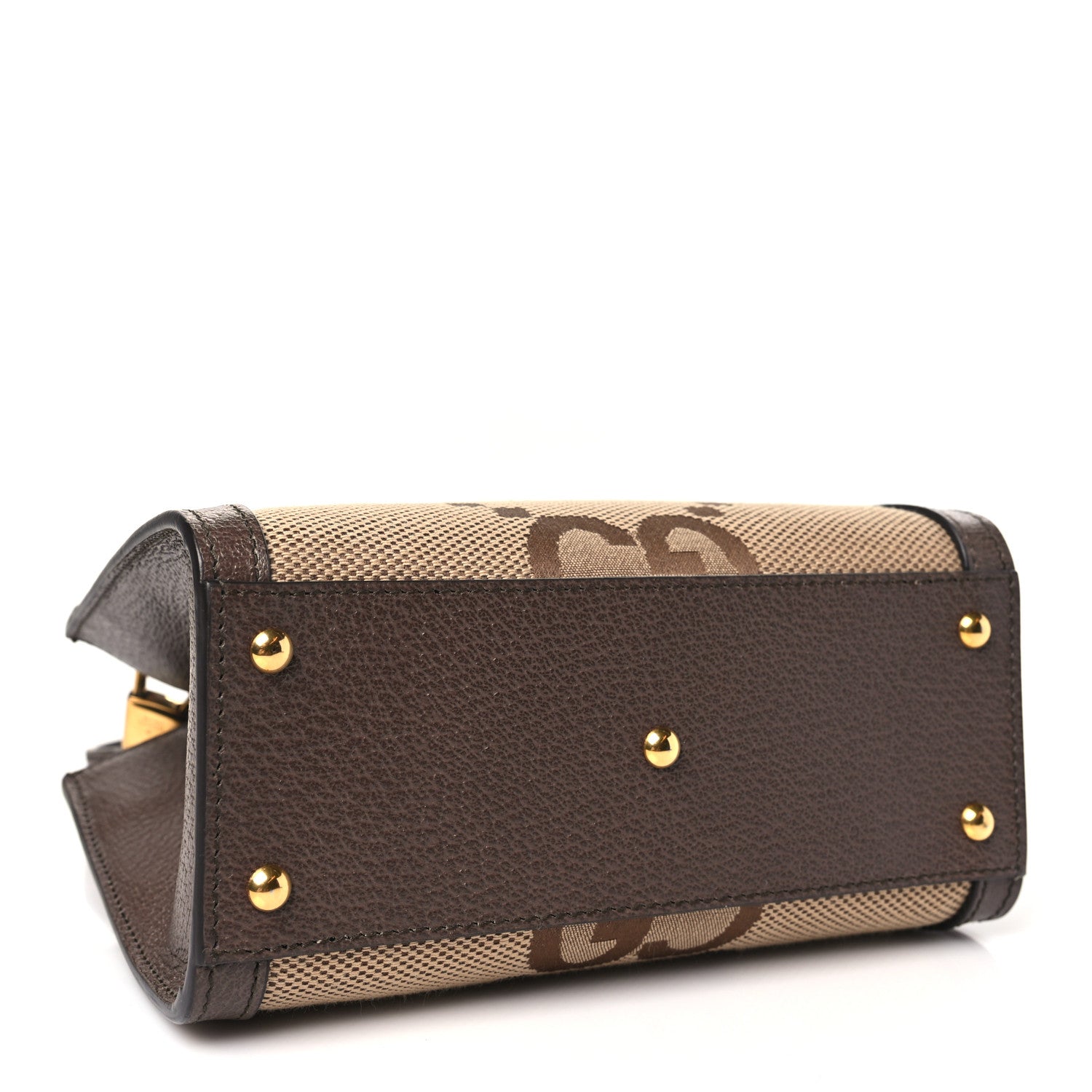 Gucci Monogram Jumbo GG Textured Dollar Calfskin Mini Diana Tote Bag Camel Ebony New Acero 4 of 10