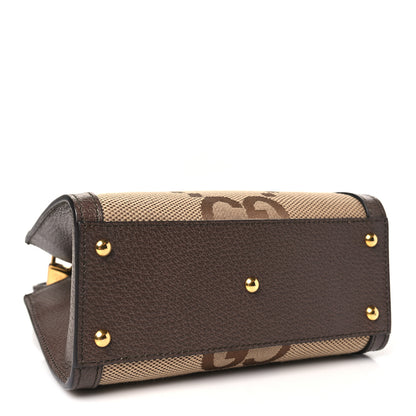 Gucci Monogram Jumbo GG Textured Dollar Calfskin Mini Diana Tote Bag Camel Ebony New Acero 4 of 10