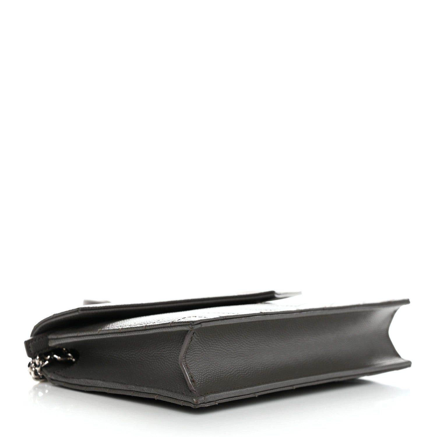 Saint Laurent Grain De Poudre Matelasse Chevron Monogram Envelope Chain Wallet Coal 4 of 12