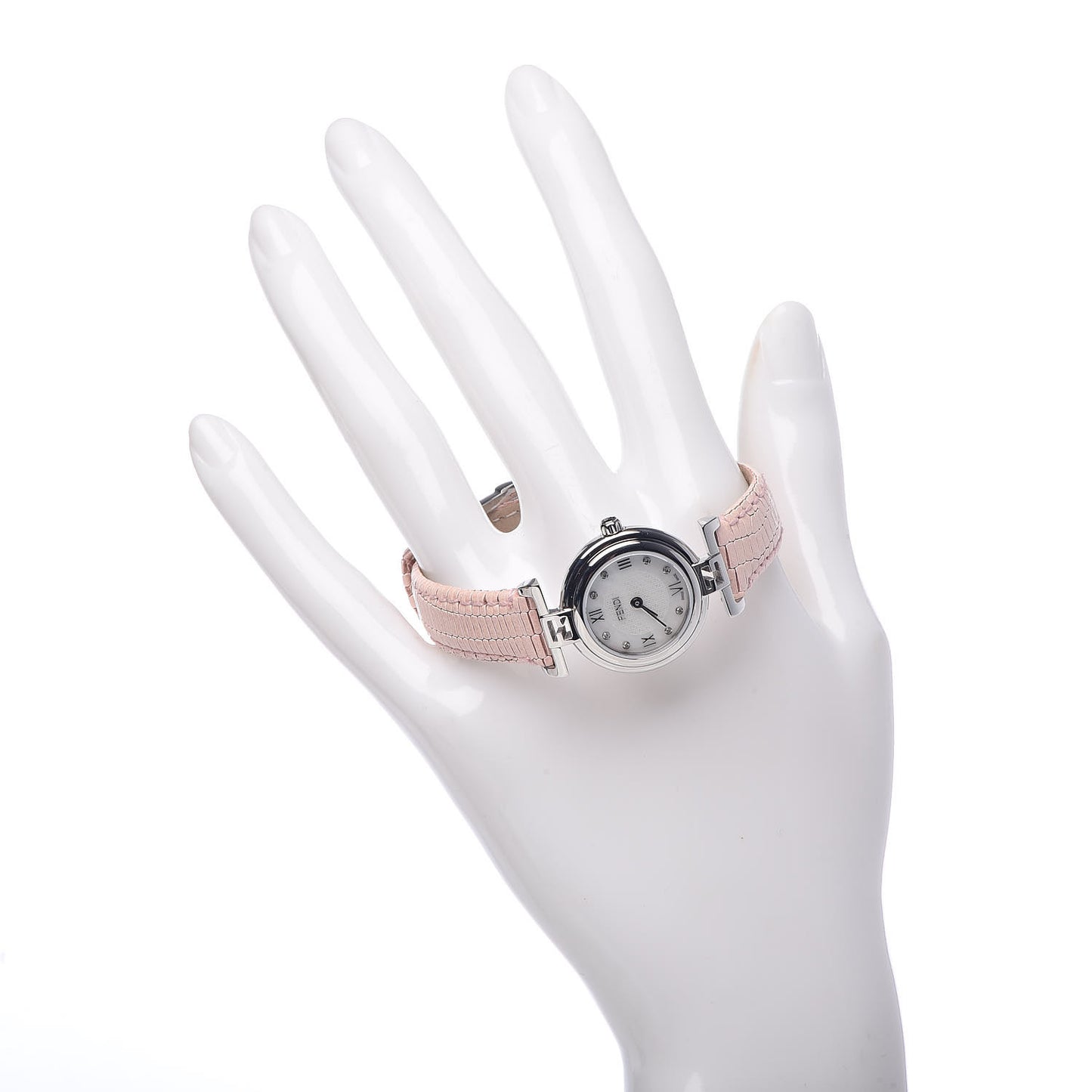 Stainless Steel Calfskin Diamond Pink Mother of Pearl 23mm Moda Quartz Watch