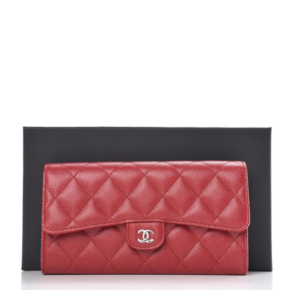 Chanel Caviar Quilted Large Gusset Flap Wallet Dark Red 10 of 10