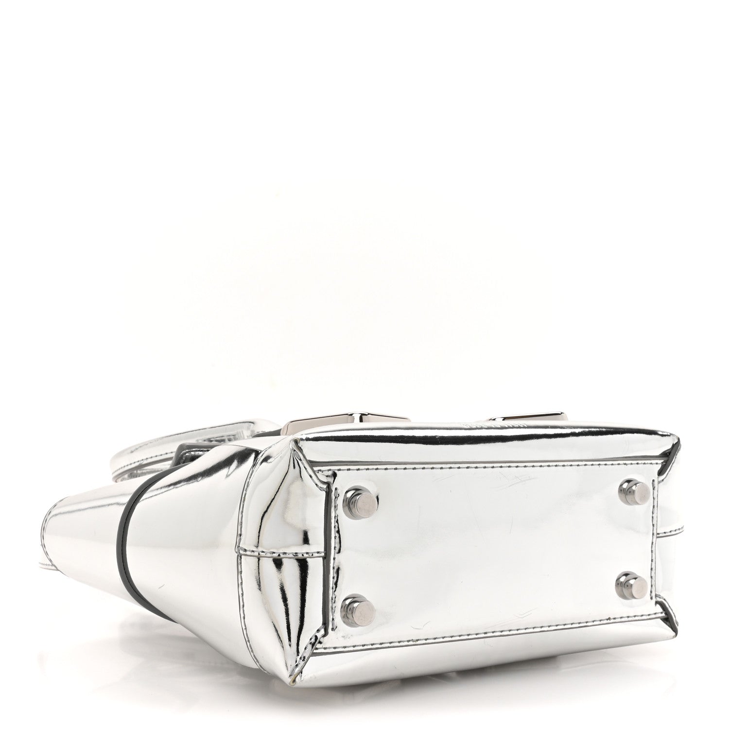 Bottega Veneta Mirror Laminated Nappa Maxi Intrecciato Mini Arco  Silver 4 of 12