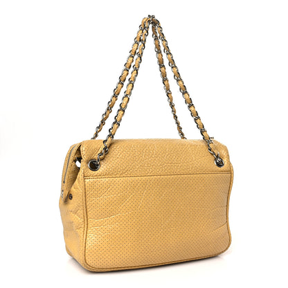 Chanel Calfskin Perforated 50's Satchel Yellow Yellow 3 of 9