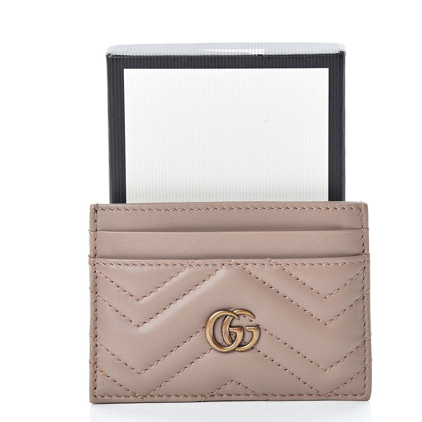 Calfskin Matelasse GG Marmont Card Holder Porcelain Rose