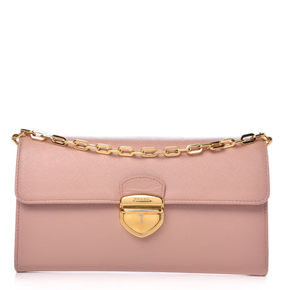 Prada Saffiano Lux Detachable Chain Clutch Wallet Peonia 1 of 11