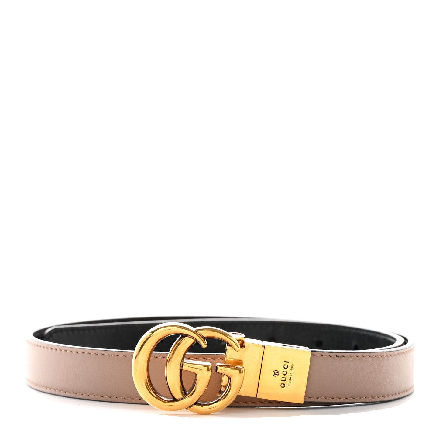 Plutone Calfskin Double G Reversible 20mm Belt 75 30 Porcelain Rose Black