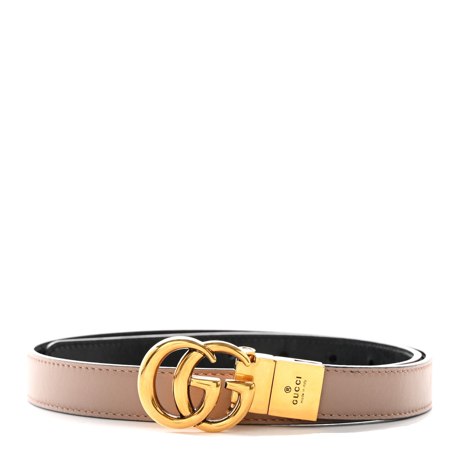 Gucci Plutone Calfskin Double G Reversible 20mm Belt 75 30 Porcelain Rose Black 1 of 7