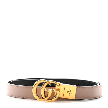 Gucci Plutone Calfskin Double G Reversible 20mm Belt 75 30 Porcelain Rose Black 1 of 7
