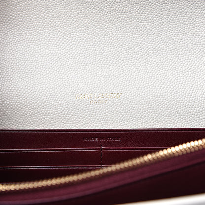 Saint Laurent Grain De Poudre Monogram Cassandra Chain Wallet Crema Soft Rouge Legion 5 of 9