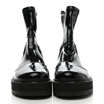 Fendi Shiny Stretch Nylon Platform Zip Biker Boots 36 Black 3 of 8