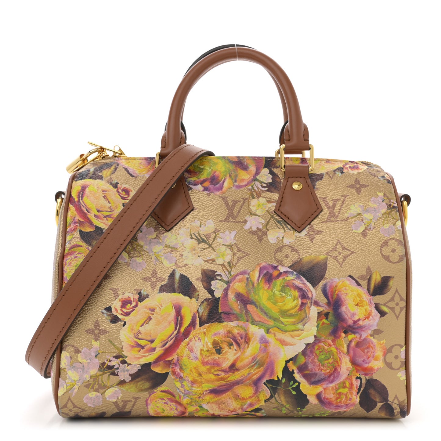 Metallic Monogram LV Garden Speedy Bandouliere 25 Gold