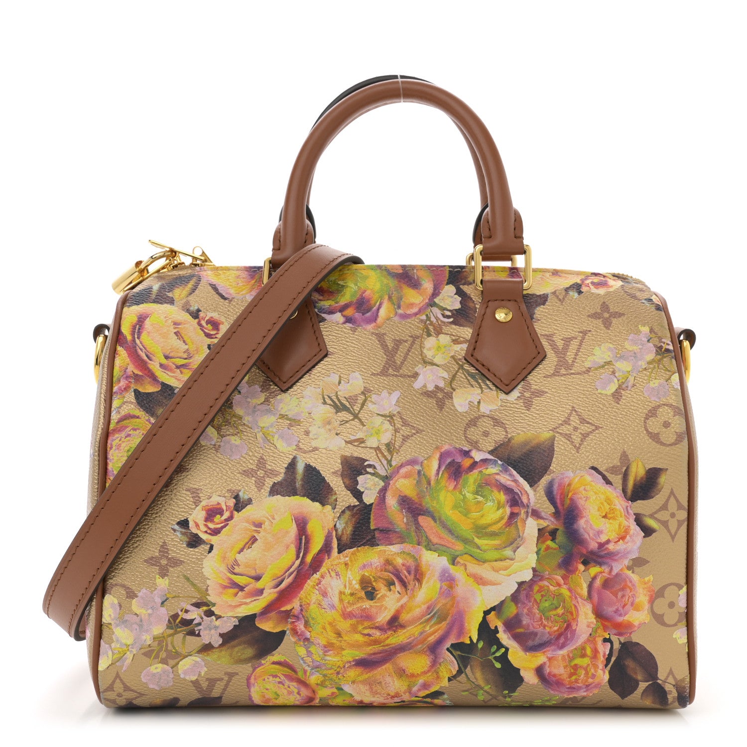 Louis Vuitton Metallic Monogram LV Garden Speedy Bandouliere 25 Gold 1 of 10