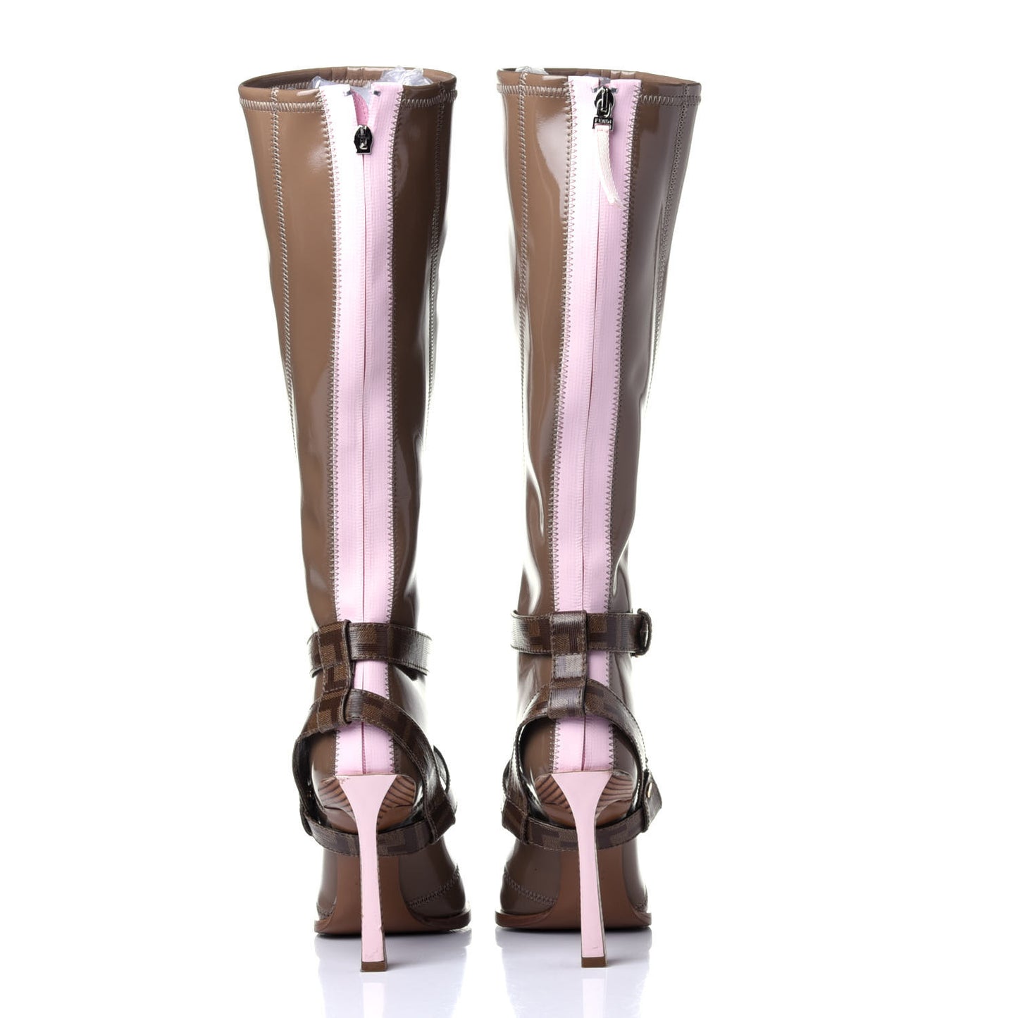 Glossy Neoprene Glazed Fabric FF FFrame Boots 38 Tortora Tobacco Moro