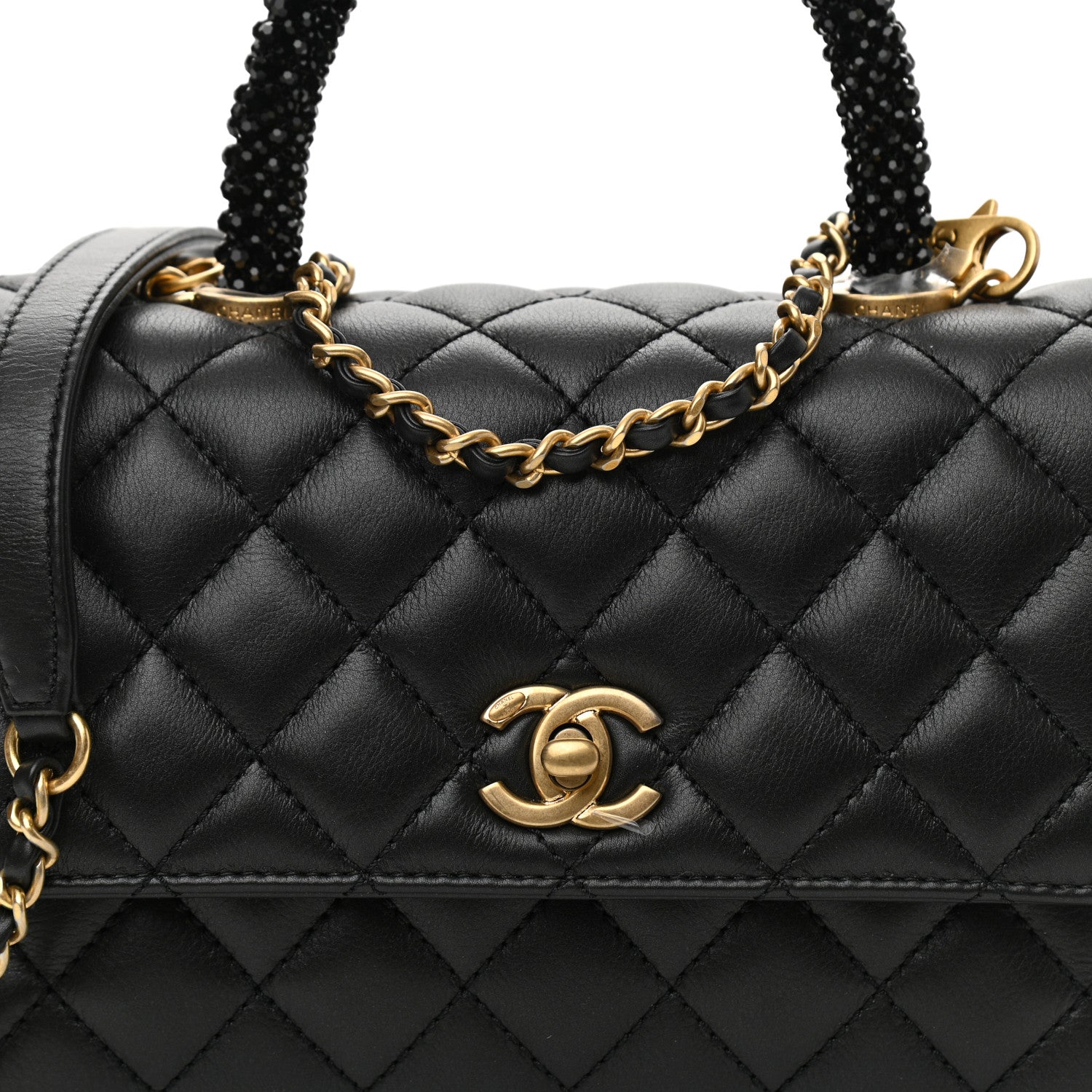 Chanel Calfskin Strass Quilted Mini Coco Handle Flap Black 8 of 10