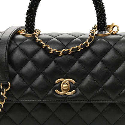 Chanel Calfskin Strass Quilted Mini Coco Handle Flap Black 8 of 10