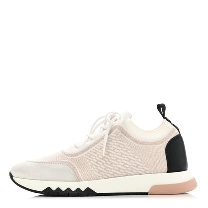 Hermes Technical Canvas Goatskin Womens Addict Sneakers 36.5 Multicolor Rose Dore 1 of 9