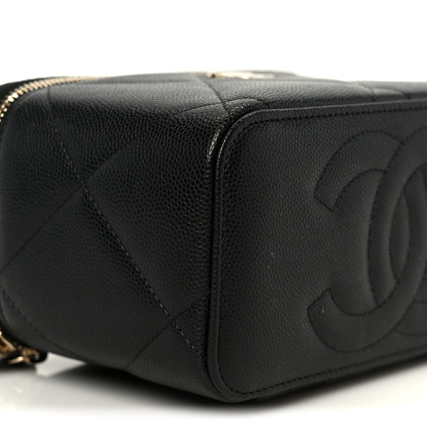 Caviar Quilted Top Handle Long Vanity Black