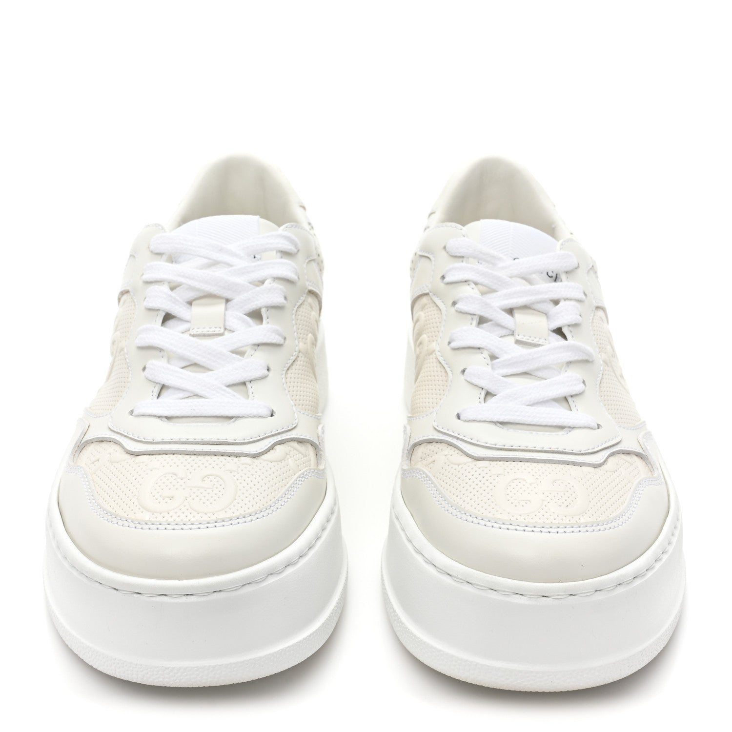 Gucci Calfskin GG Tennis Embossed Perforated Womens Platform 55mm Sneakers 38 Great White 2 of 10