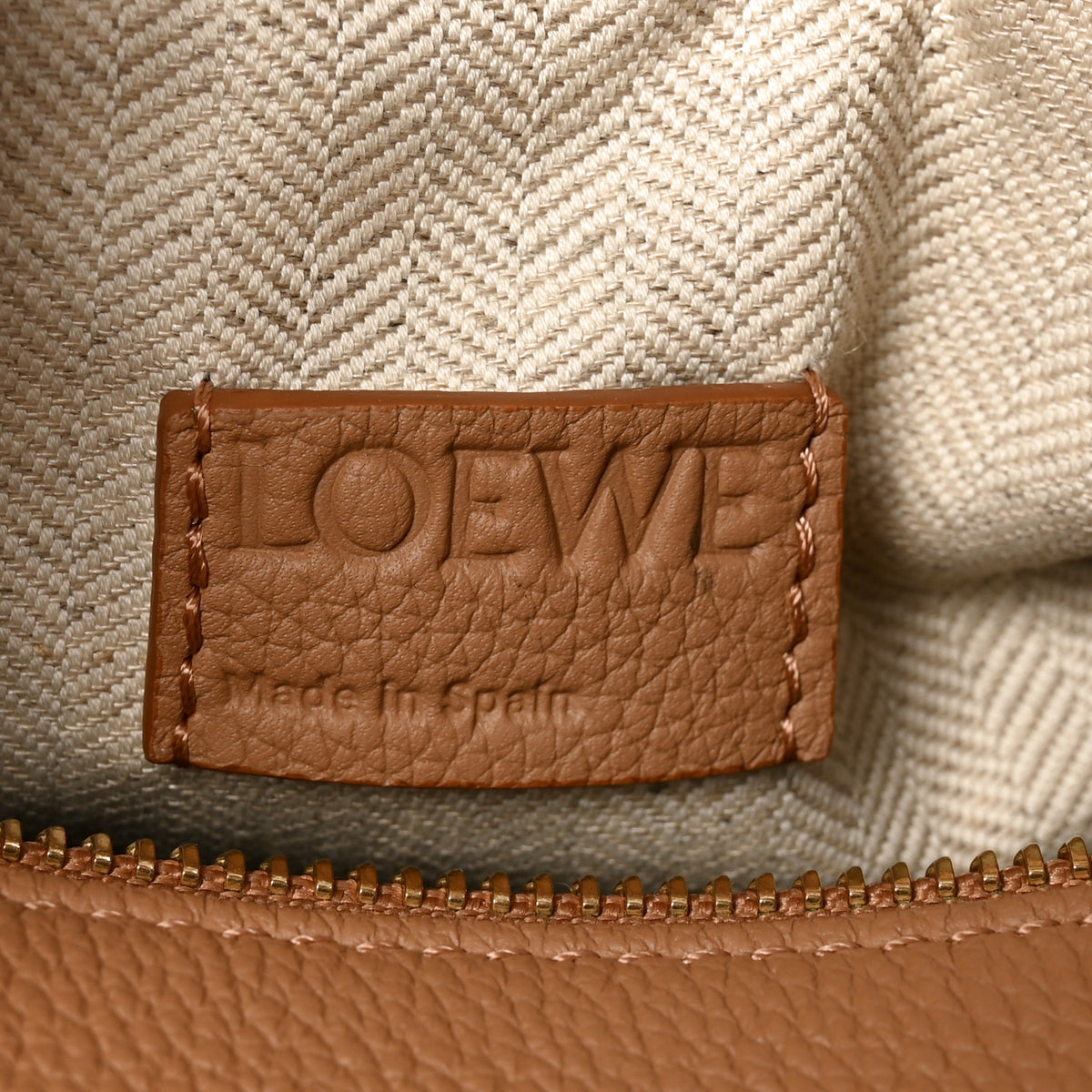 Grained Calfskin Medium Puzzle Edge Bag Toffee