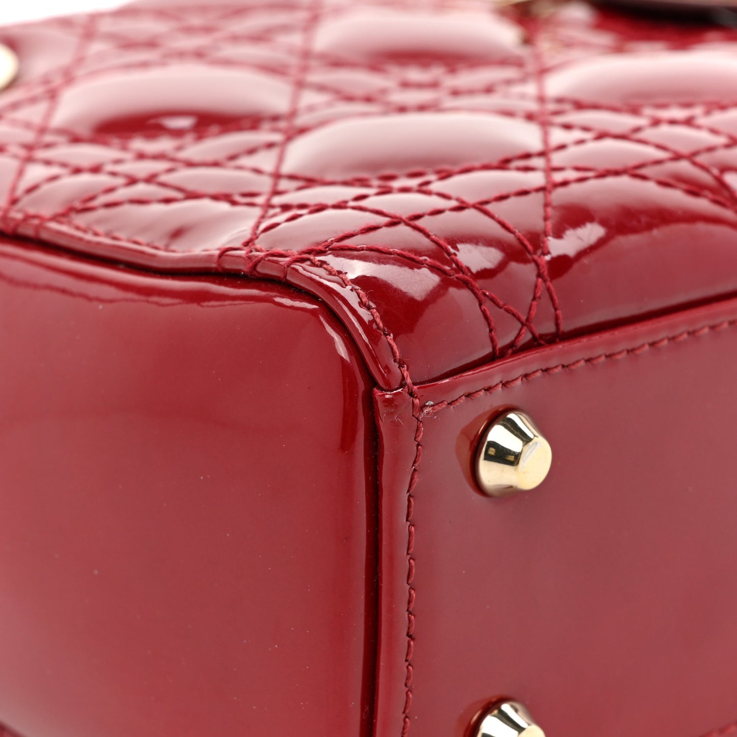 Patent Cannage Mini Lady Dior Red