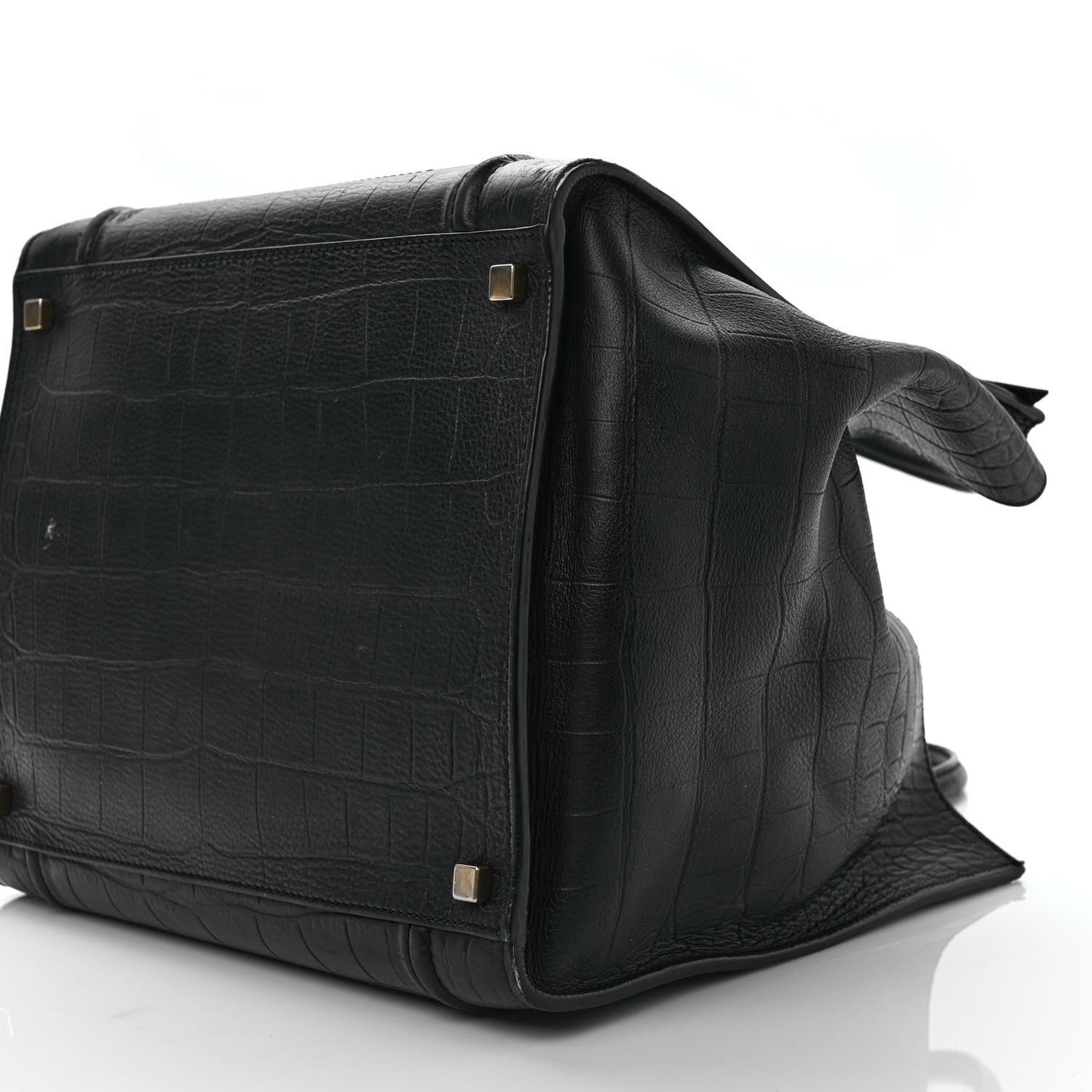 Calfskin Crocodile Embossed Medium Phantom Luggage Black