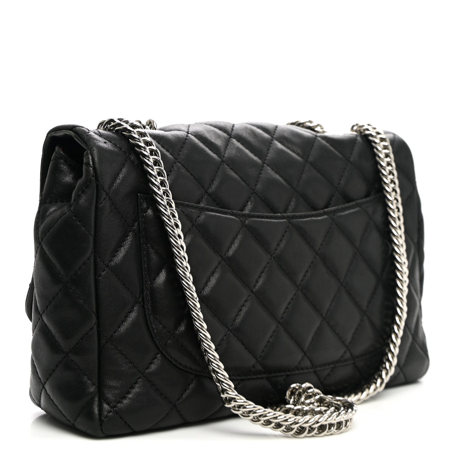 Chanel Washed Lambskin Quilted Bijoux Chain Jumbo Single Flap Black 3 of 10