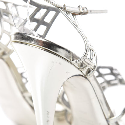 Saint Laurent Metallic Paris 125 Platform Cage Sandals 39.5 Silver 12 of 15
