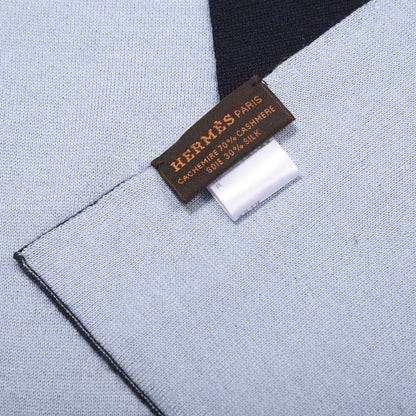 Hermes Cashmere Silk Aller Retour Scarf Glacier Carbone 4 of 5