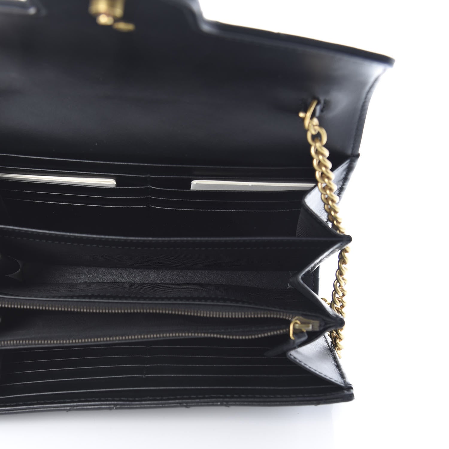 Gucci Calfskin Matelasse GG Marmont Chain Wallet Black 5 of 12