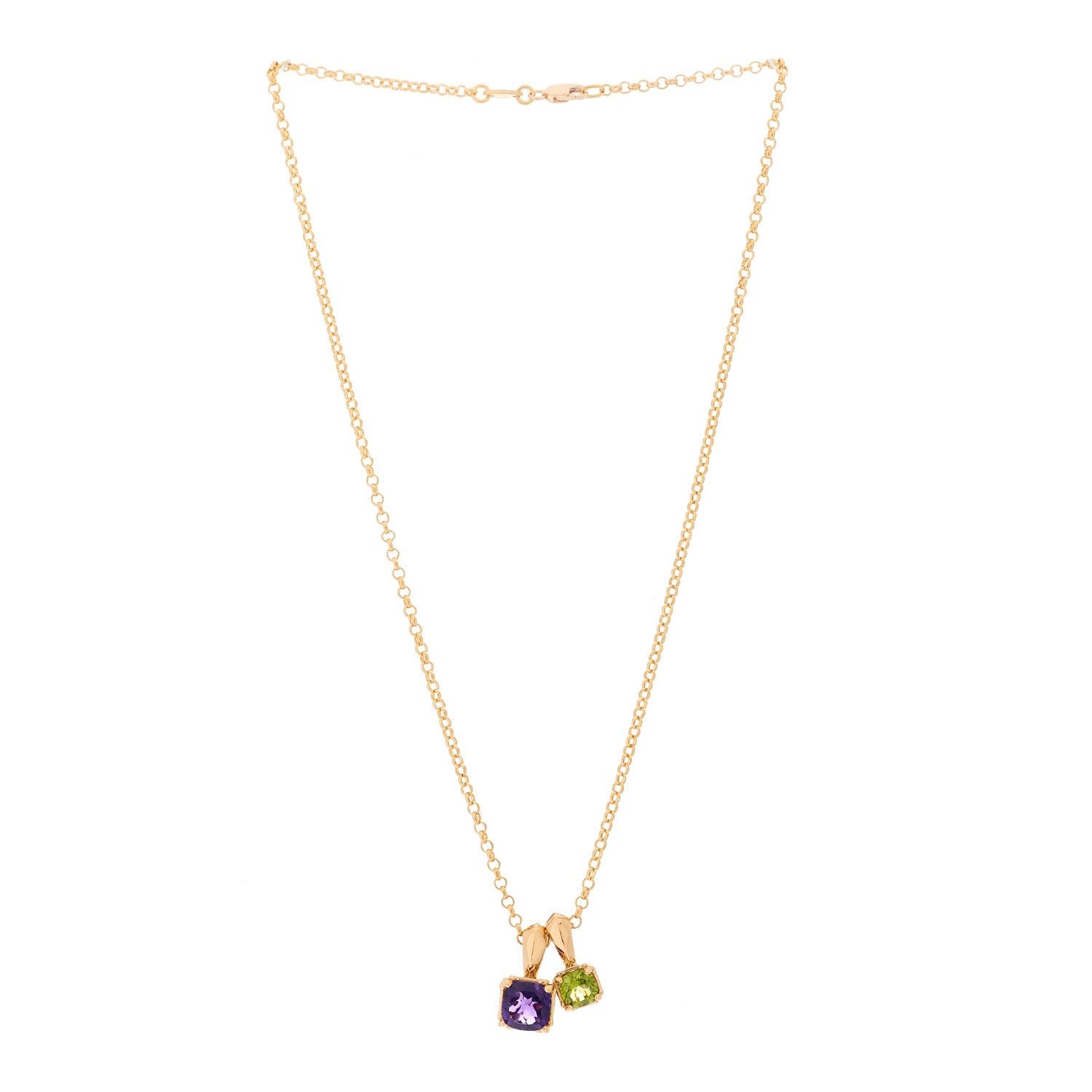 Chrome Hearts 22K Yellow Gold Amethyst Peridot Charm Pendant Necklace 3 of 7