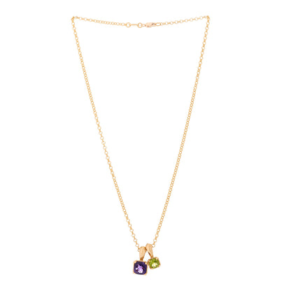 Chrome Hearts 22K Yellow Gold Amethyst Peridot Charm Pendant Necklace 3 of 7
