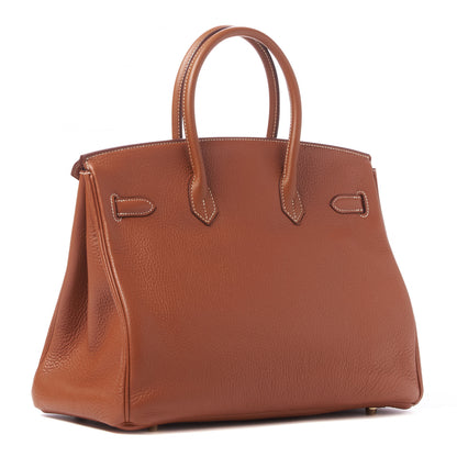 Hermes Taurillon Clemence Birkin 35 Gold 2 of 33