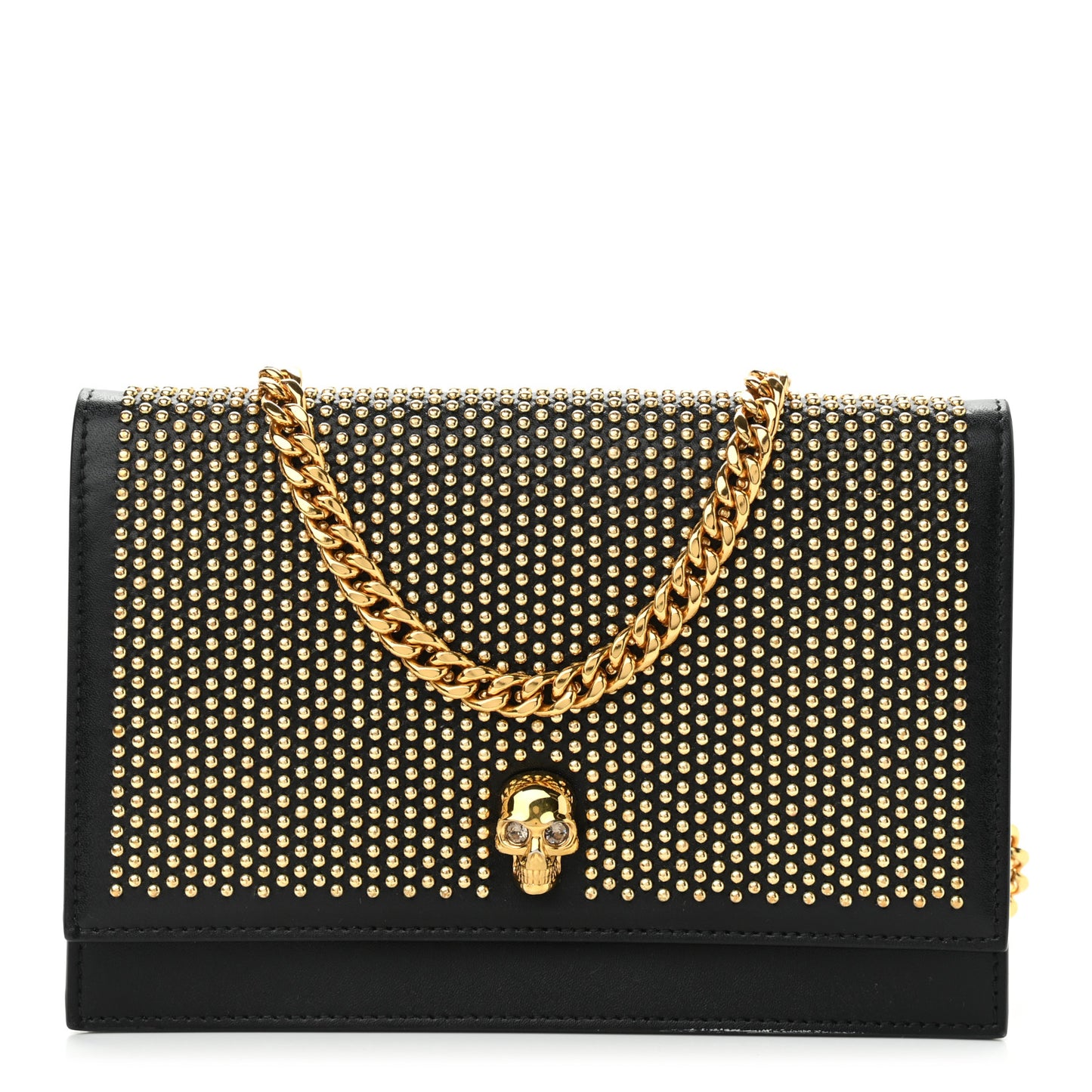 Calfskin Studded Skull Small Crossbody Bag Black