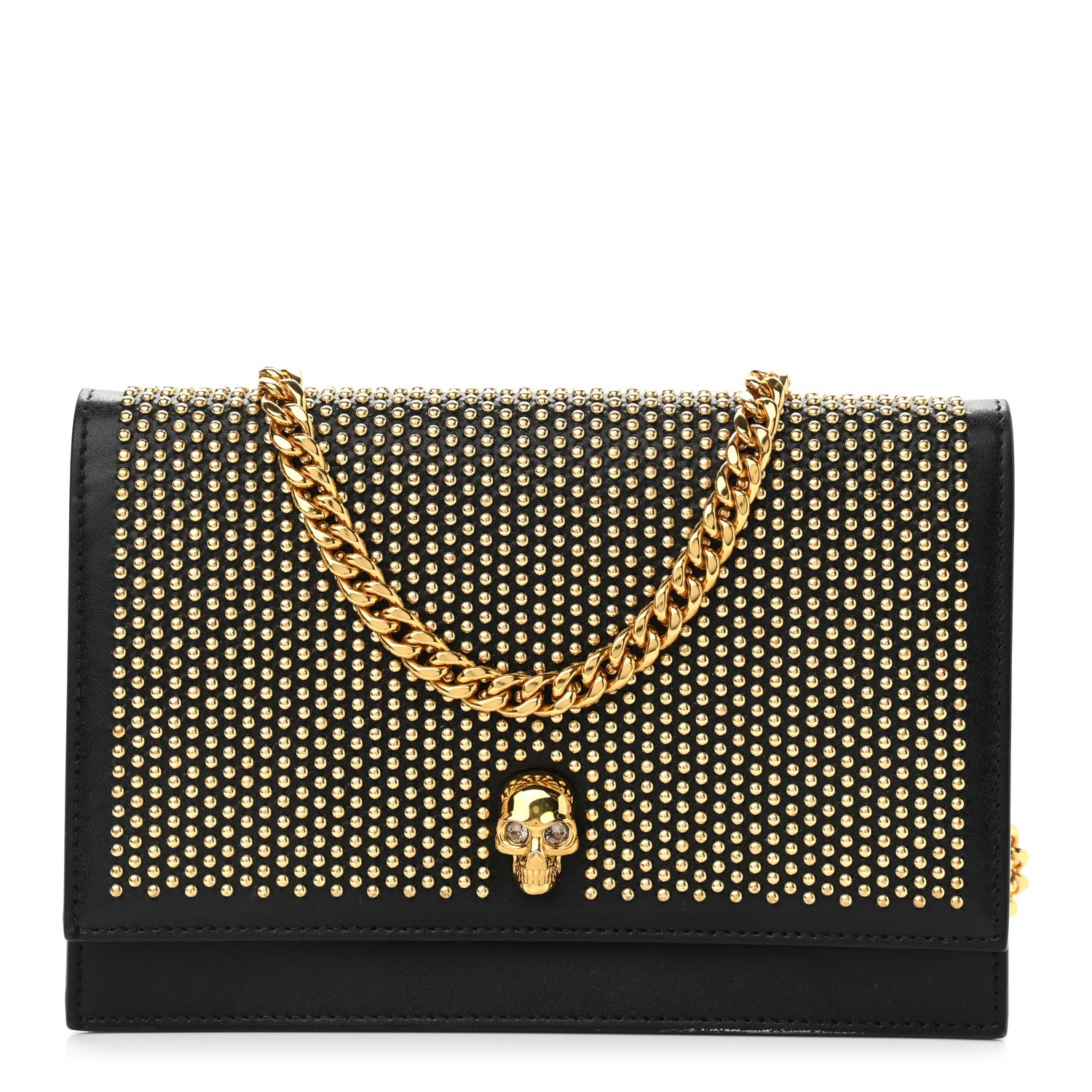 Alexander McQueen Calfskin Studded Skull Small Crossbody Bag Black 1 of 11