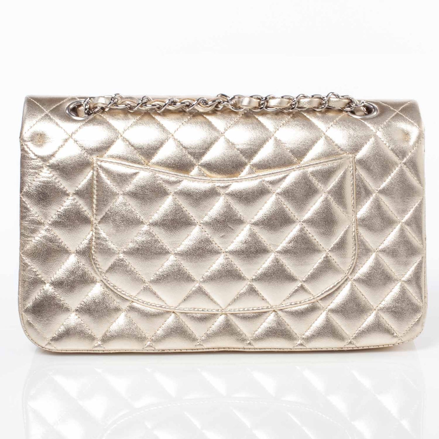 Lambskin Medium Double Flap Gold