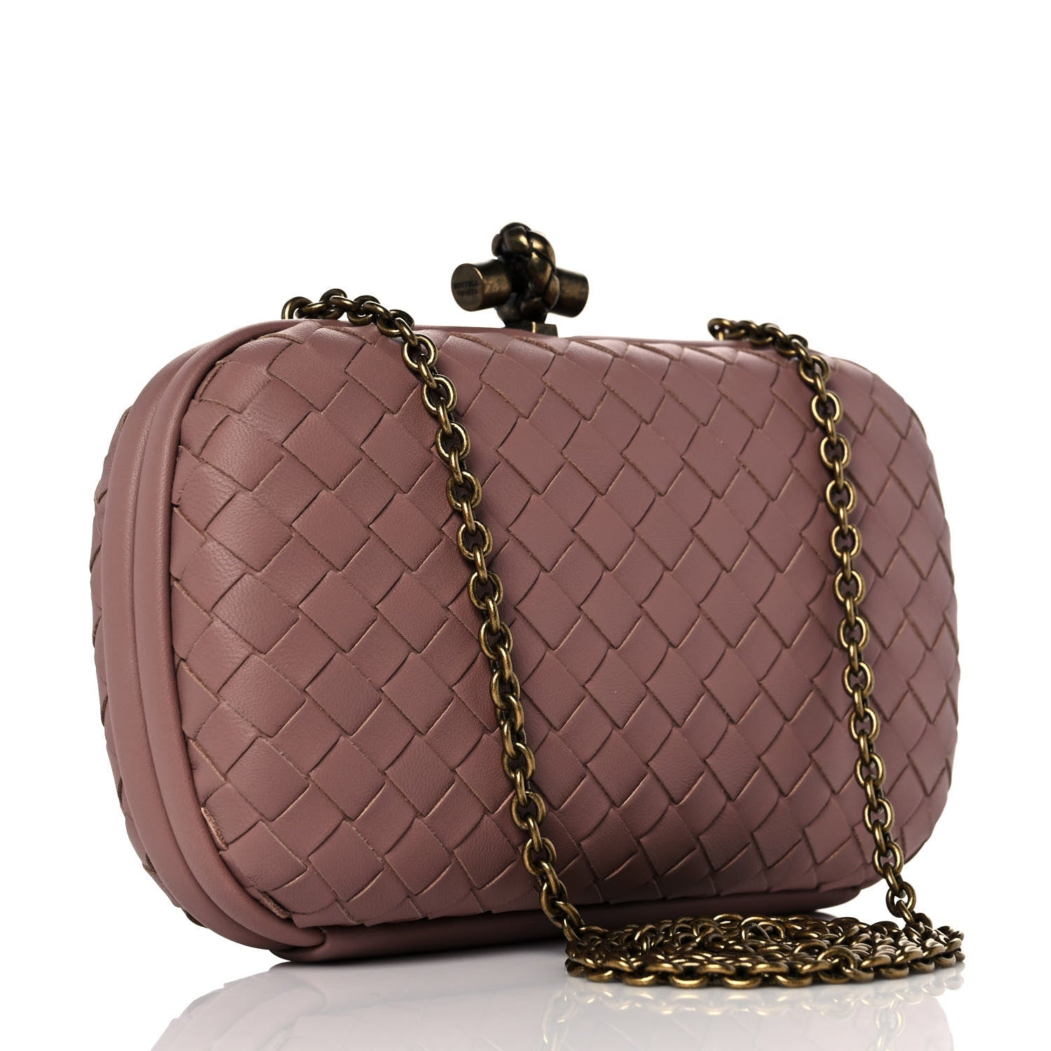 Bottega Veneta Nappa Intrecciato Chain Knot Clutch Watteau 2 of 7