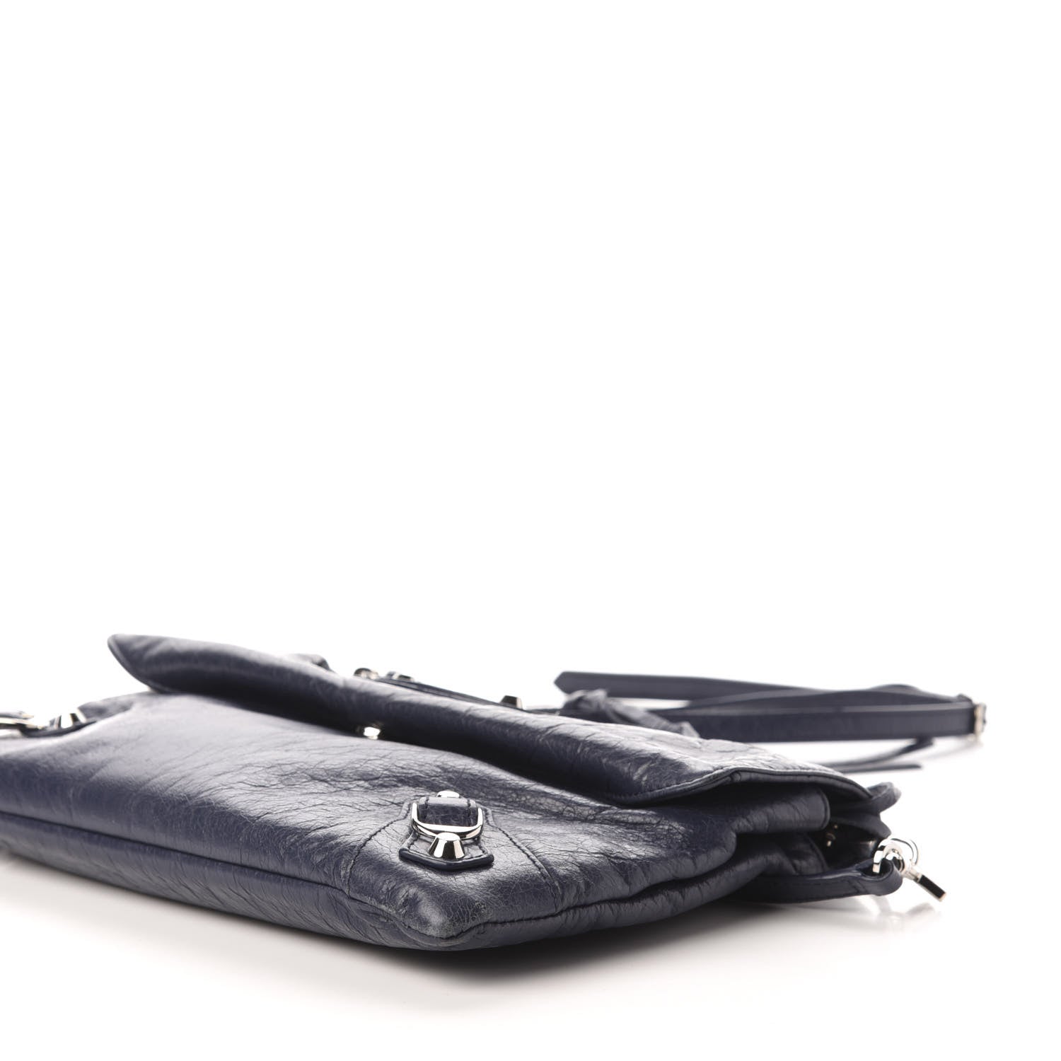 Balenciaga Agneau Classic Silver Hardware Envelope Strap Clutch Bleu Obscur 10 of 12