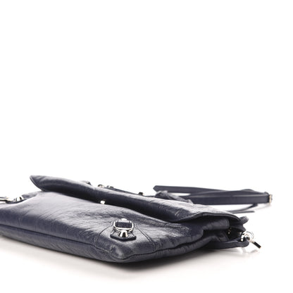 Balenciaga Agneau Classic Silver Hardware Envelope Strap Clutch Bleu Obscur 10 of 12