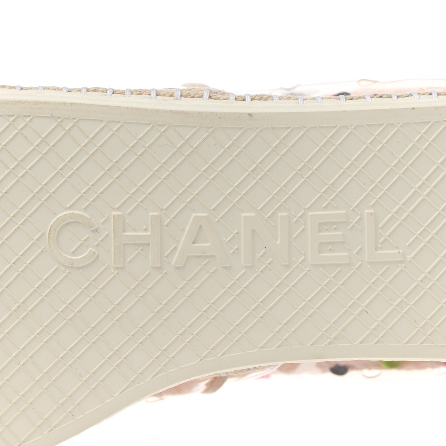 PVC Tweed CC Espadrilles 40 Coral White Transparent