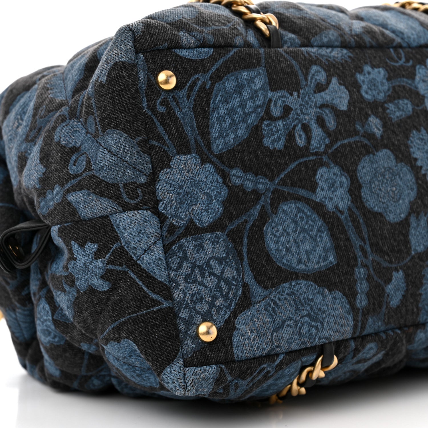 Chanel Denim Printed Destination Chenonceau Shoulder Bag Blue Black 9 of 10