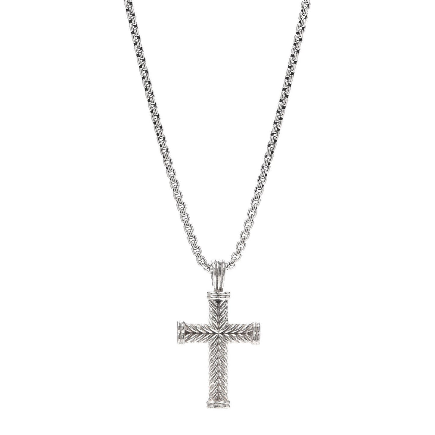Sterling Silver Chevron Cross Pendant Necklace