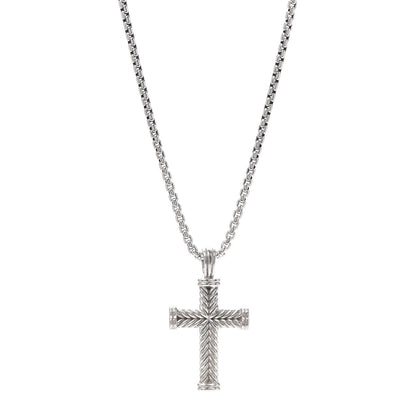 David Yurman Sterling Silver Chevron Cross Pendant Necklace 1 of 5