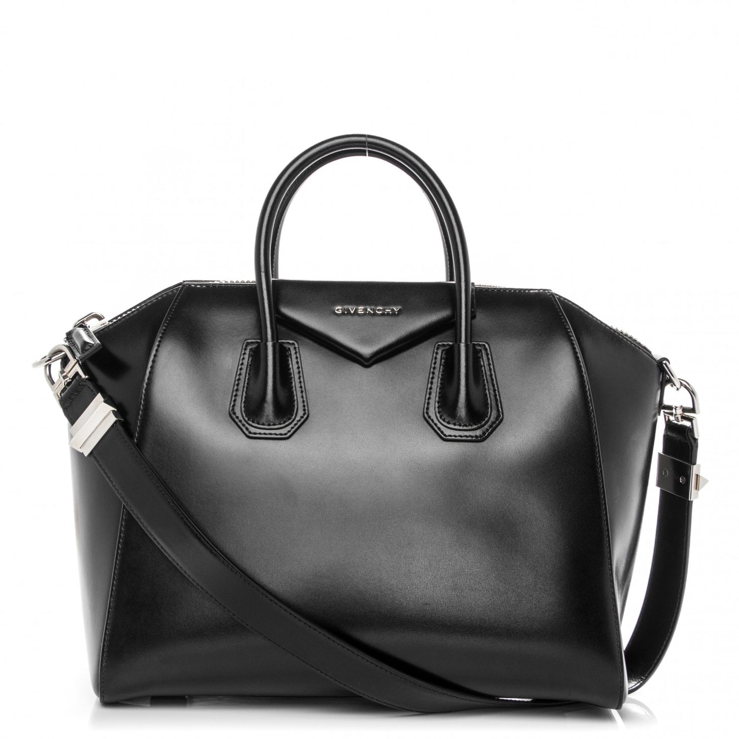 Shiny Lord Calfskin Medium Antigona Black