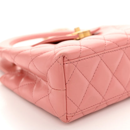Chanel Shiny Aged Calfskin Quilted Nano Kelly Shopper Coral Pink 9 of 12