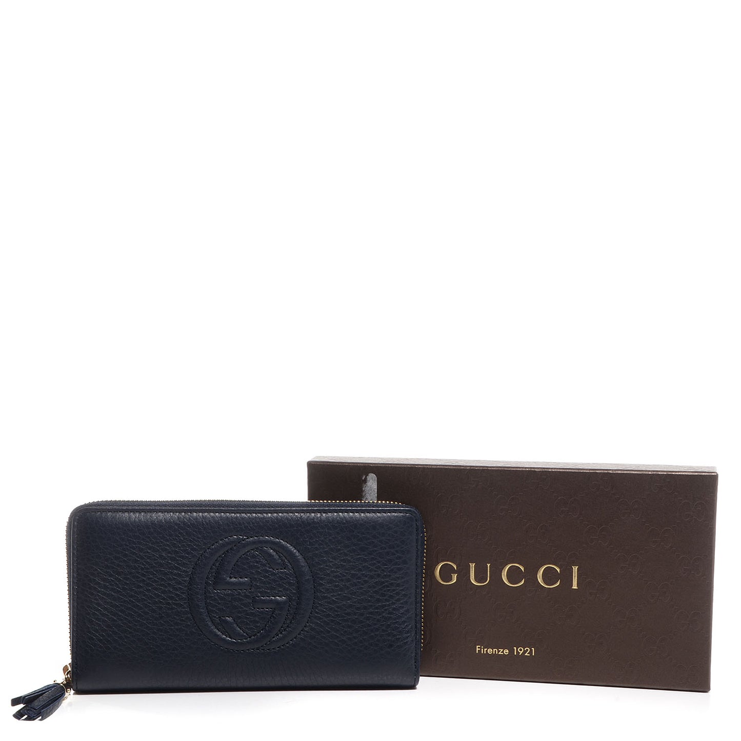 Pebbled Calfskin Soho Zip Around Wallet Blue