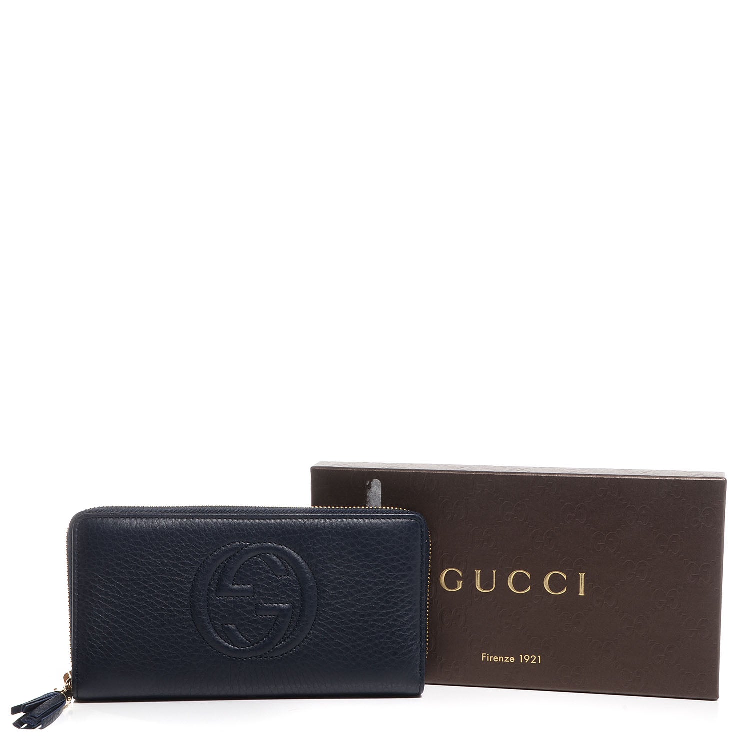 Gucci Pebbled Calfskin Soho Zip Around Wallet Blue 5 of 8