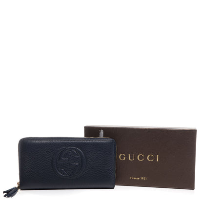 Gucci Pebbled Calfskin Soho Zip Around Wallet Blue 5 of 8
