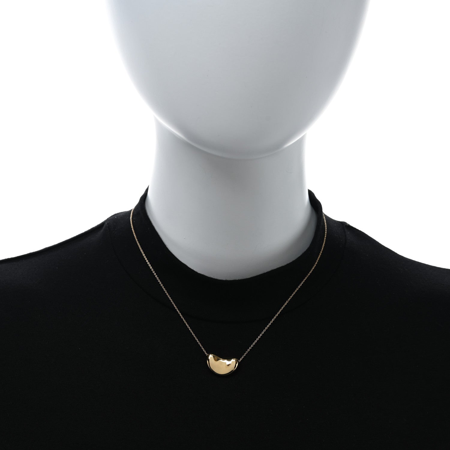Tiffany 18K Yellow Gold 18mm Elsa Peretti Bean Pendant Necklace 2 of 4