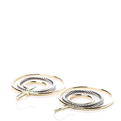 David Yurman Sterling Silver 18K Yellow Gold Mobile Triple Circle Earrings 3 of 4