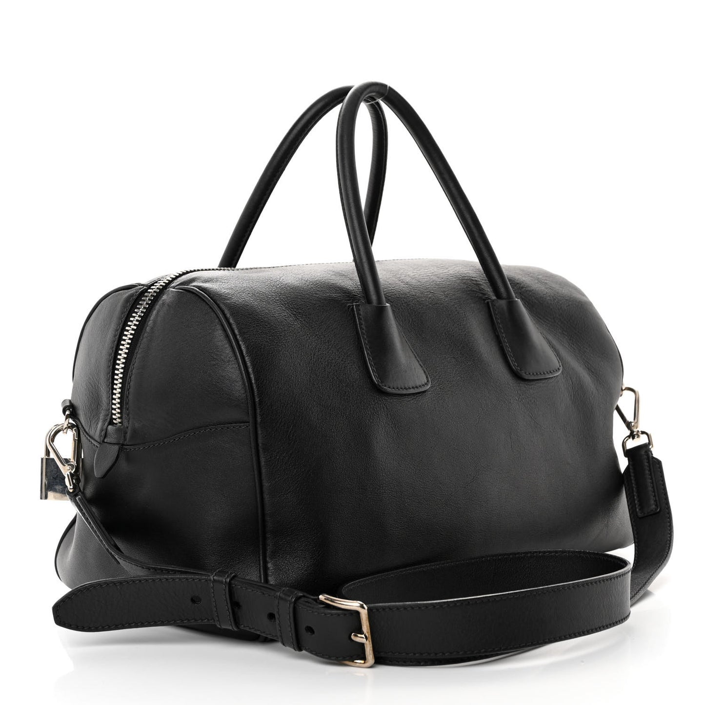 Soft Calfskin Duffle Travel Bag Black